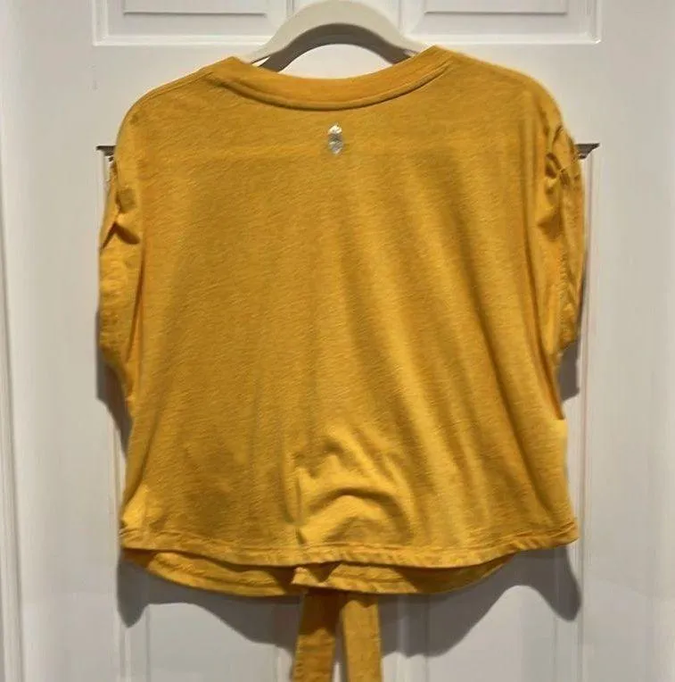 Free People FP Movement Swaying Sunflowers Wrap Tie Short Sleeve Tee Top Yellow - Image 8