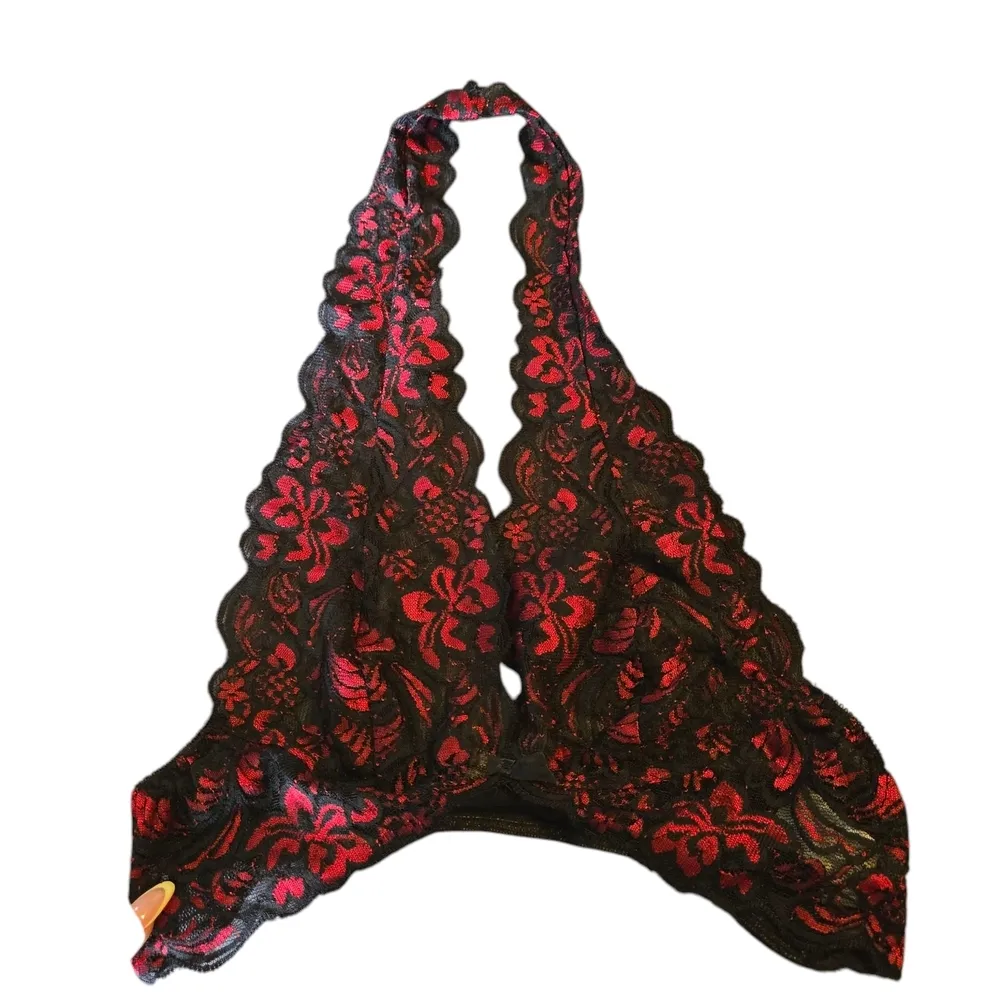 Lace Bralette Set - Green, Black, Red, Beige - Image 15