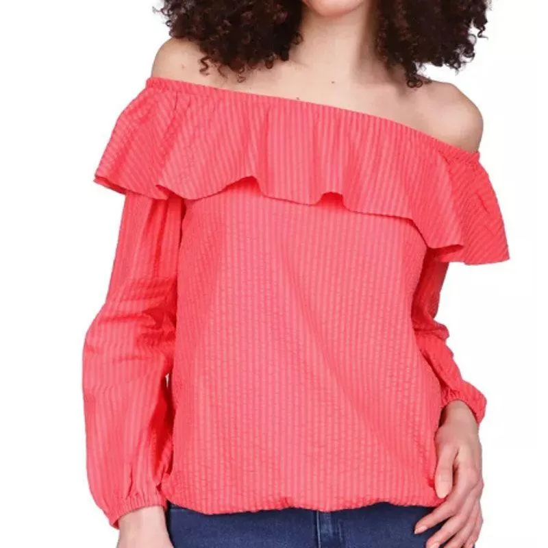 Michael Michael Kors Red Striped Seersucker Off - Image 3