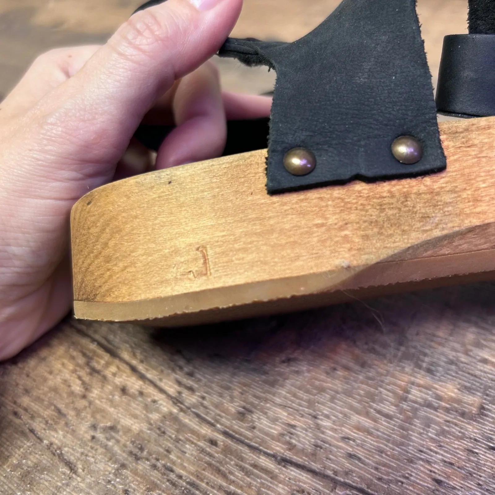 Sanita Olise Flex Black Leather Wood Clog Sandals Buckle Ankle Strap Women 41 Size 10.5 - Image 6