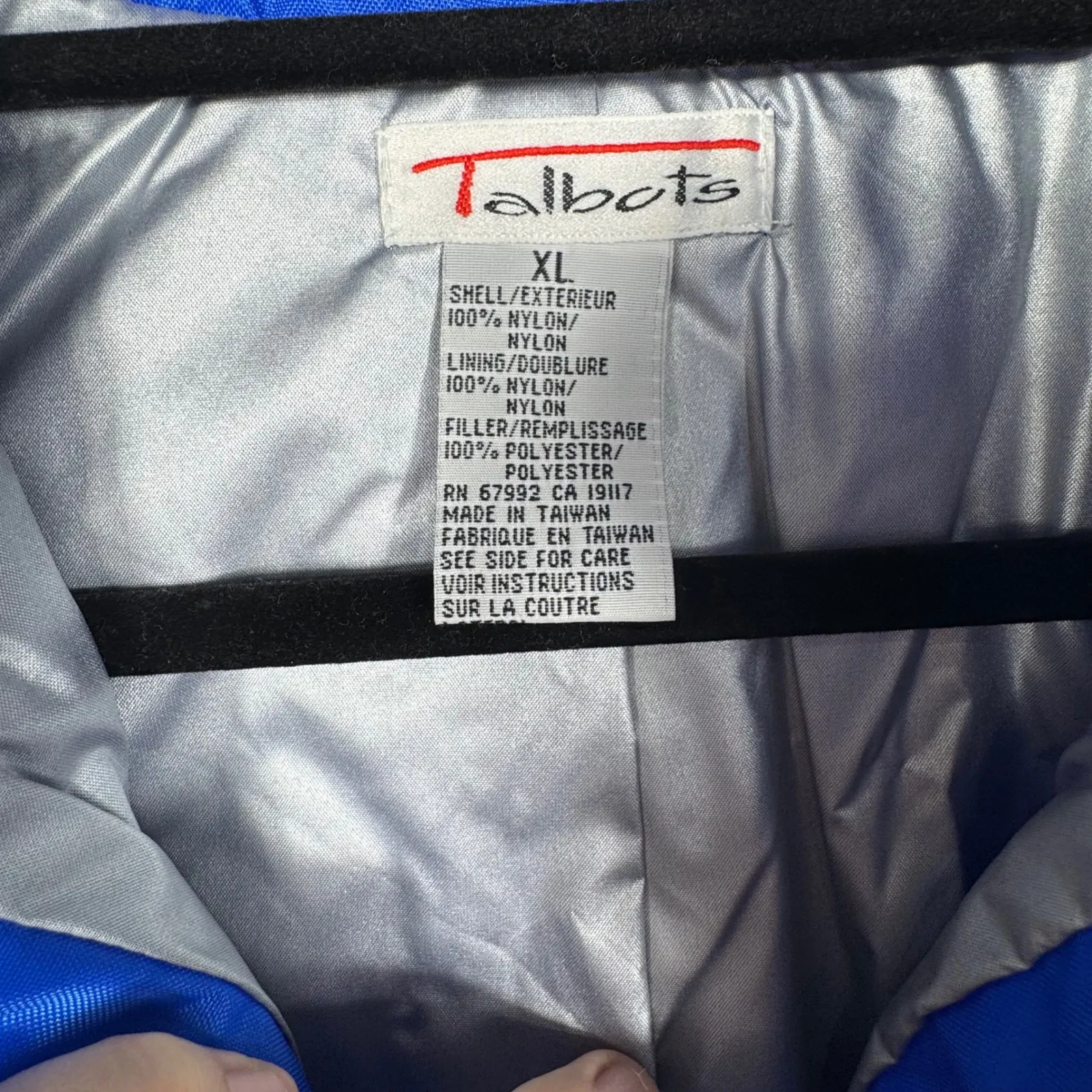 Talbots Blue Puffer Vest Quilted Full Zip Pockets Women's XL - Image 3