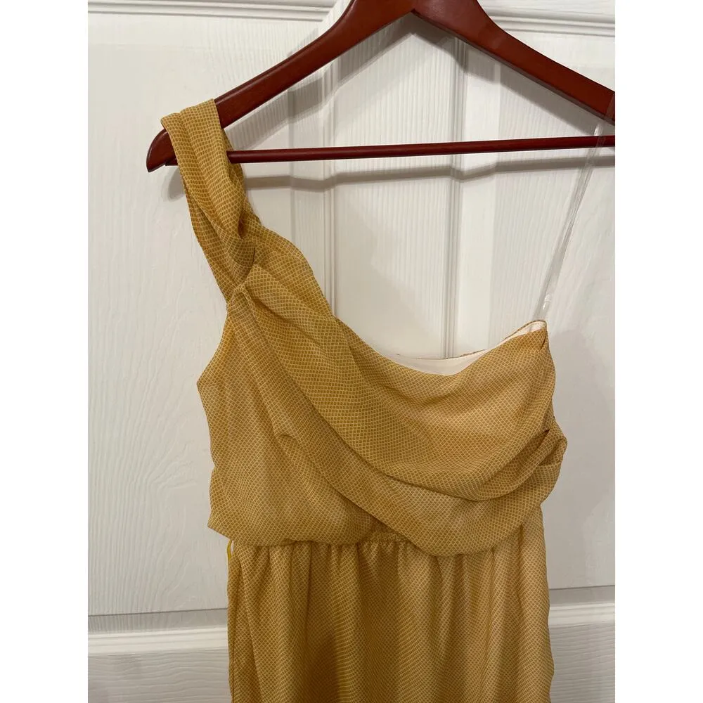 Judith March One Shoulder Chiffon Yellow Dress, Small - Image 2