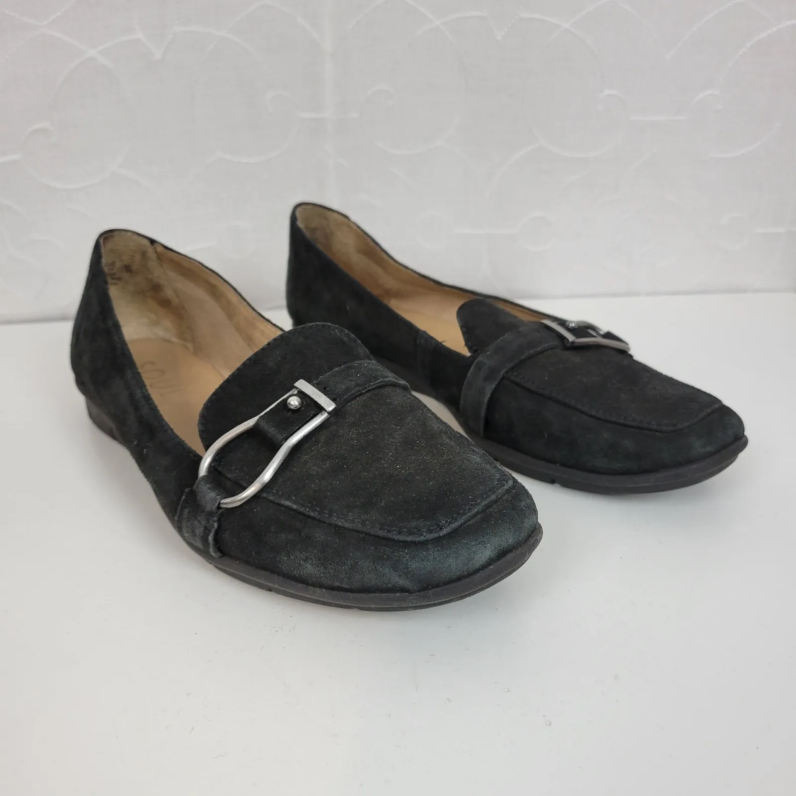 SOUL Naturalizer Lindsay‎ Womens Shoes Size 9 Black Suede Leather Slip On Flats - Image 2