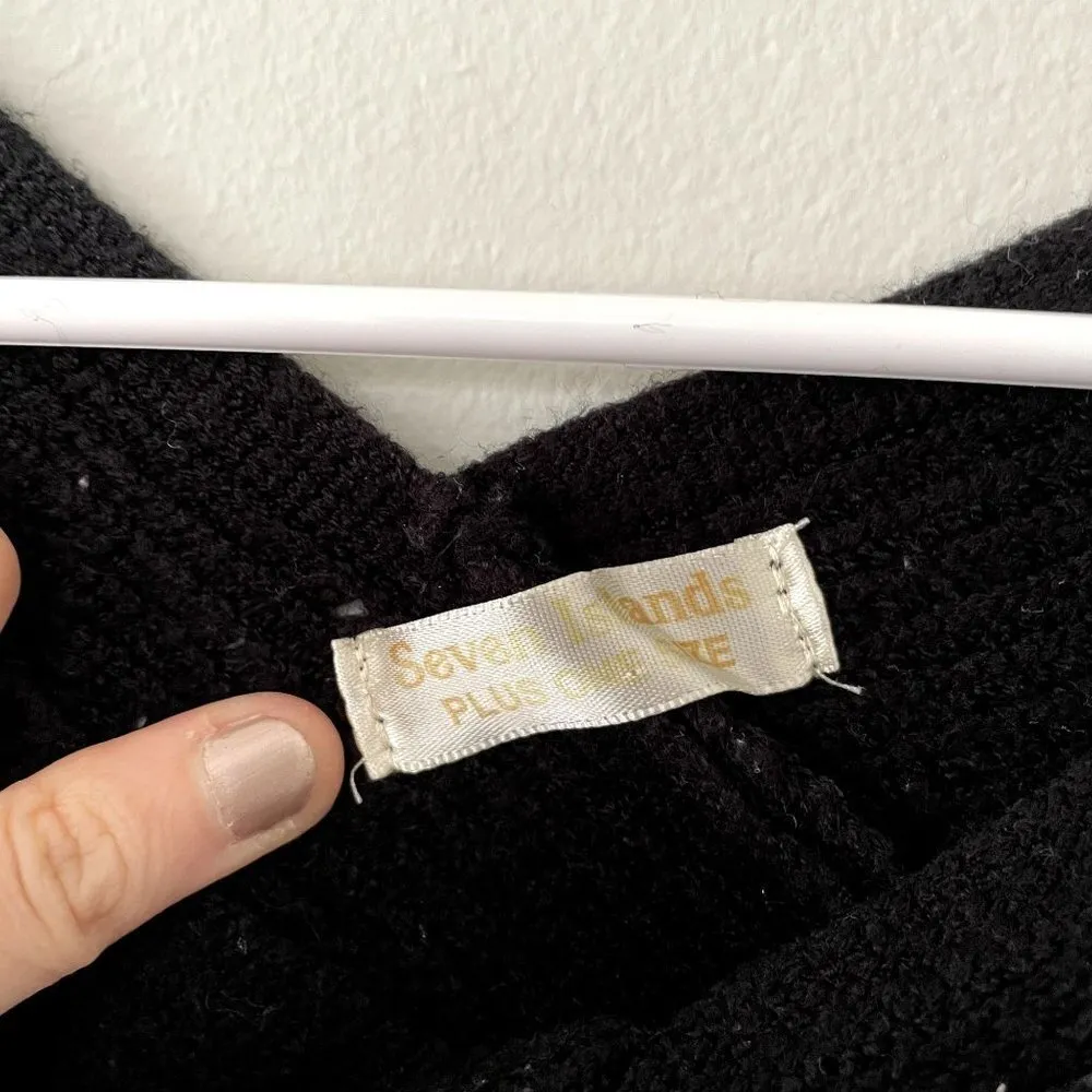 Seven Islands black poncho style sweater casual warm boho vintage women one size Size undefined - Image 4