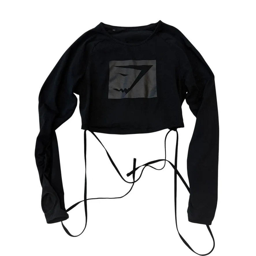 Gymshark large blackout black Friday wrap waist tie crop top TLS1 2733 - Image 9