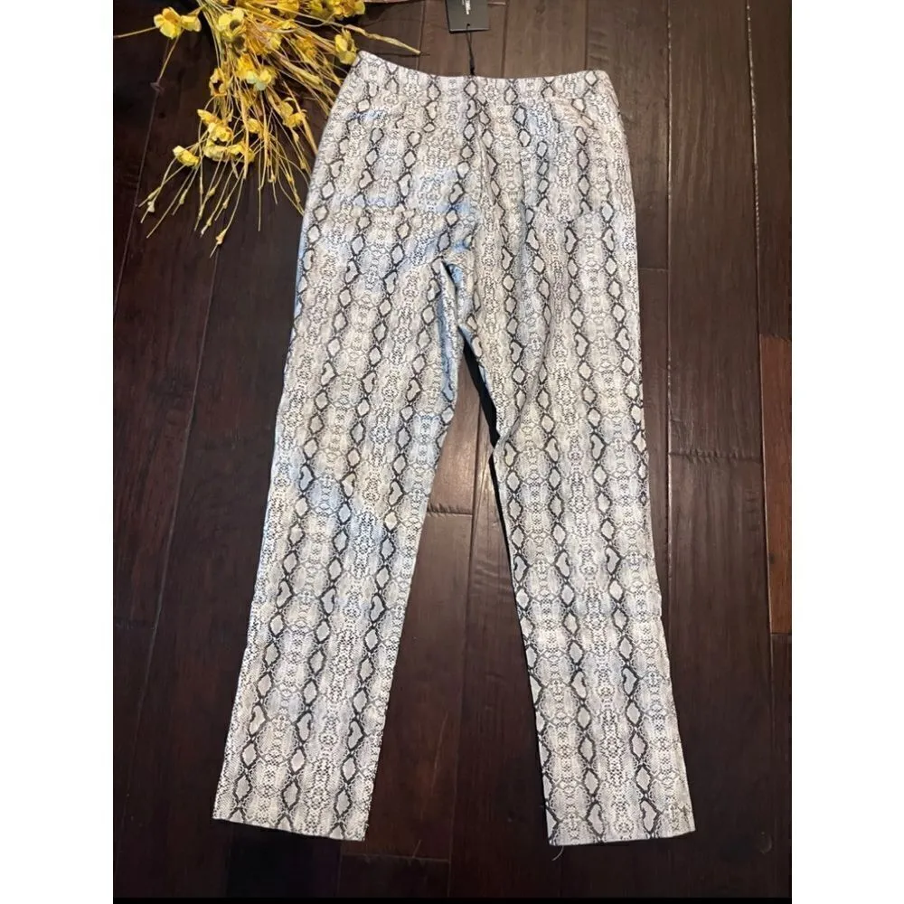 Pretty little things faux leather Grey Front Zip Snake Print Pants sz 8 - Image 9
