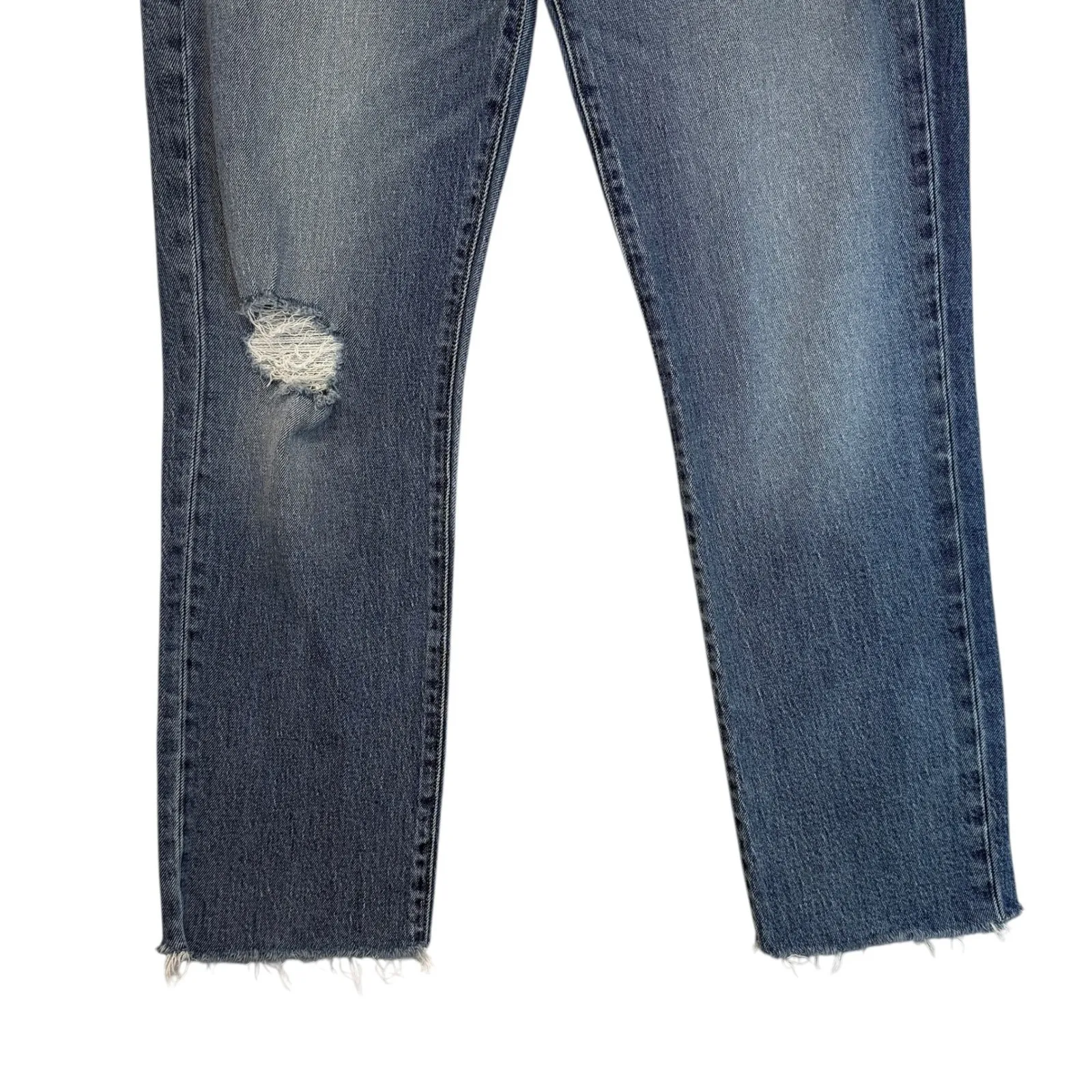 Joes Jeans The Lara Mid Rise Cigarette Ankle Jeans Distressed Raw Hem Blue 28 - Image 3