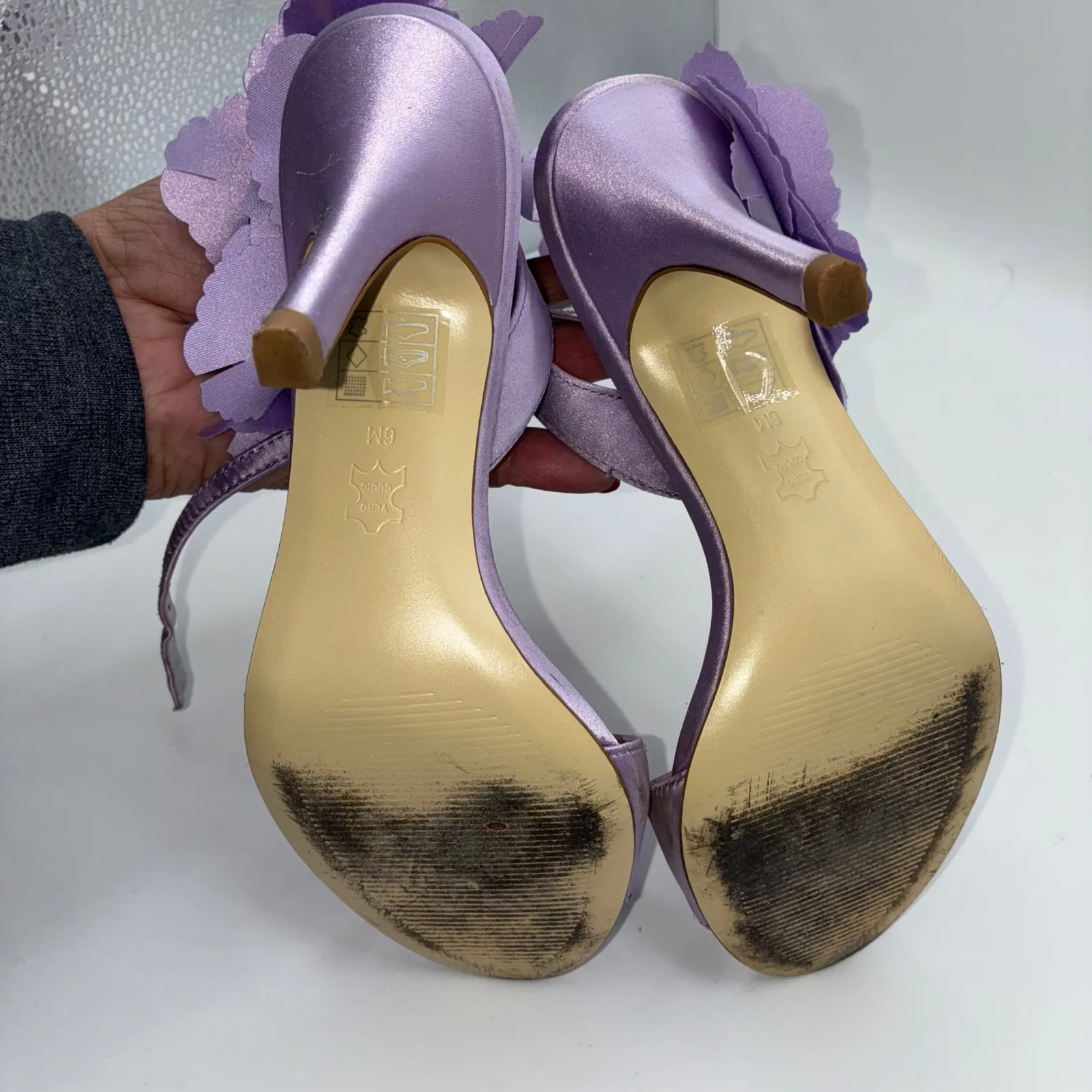 Lulu Townsend Womens Purple Flower Heels Size 6M Elegant Evening Party Shoes - Image 7