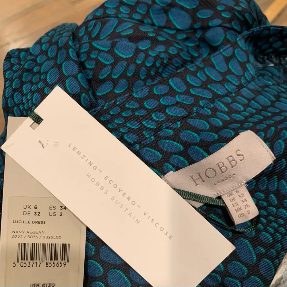 HOBBS LONDON Lucille Tunic Knee Graphic Dot Navy Aegean Dress Size US 2 - Image 11