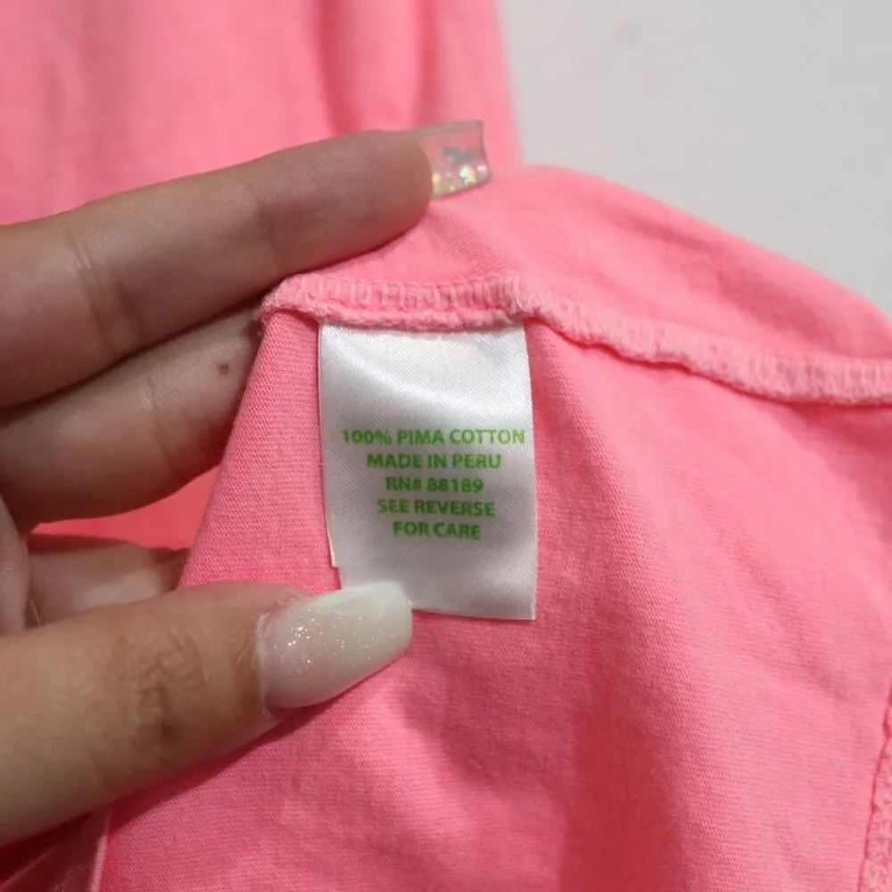 Lilly Pulitzer Pink Lana Boatneck Ruched Short Sleeve Pima Cotton Tee Sz XS - Image 6