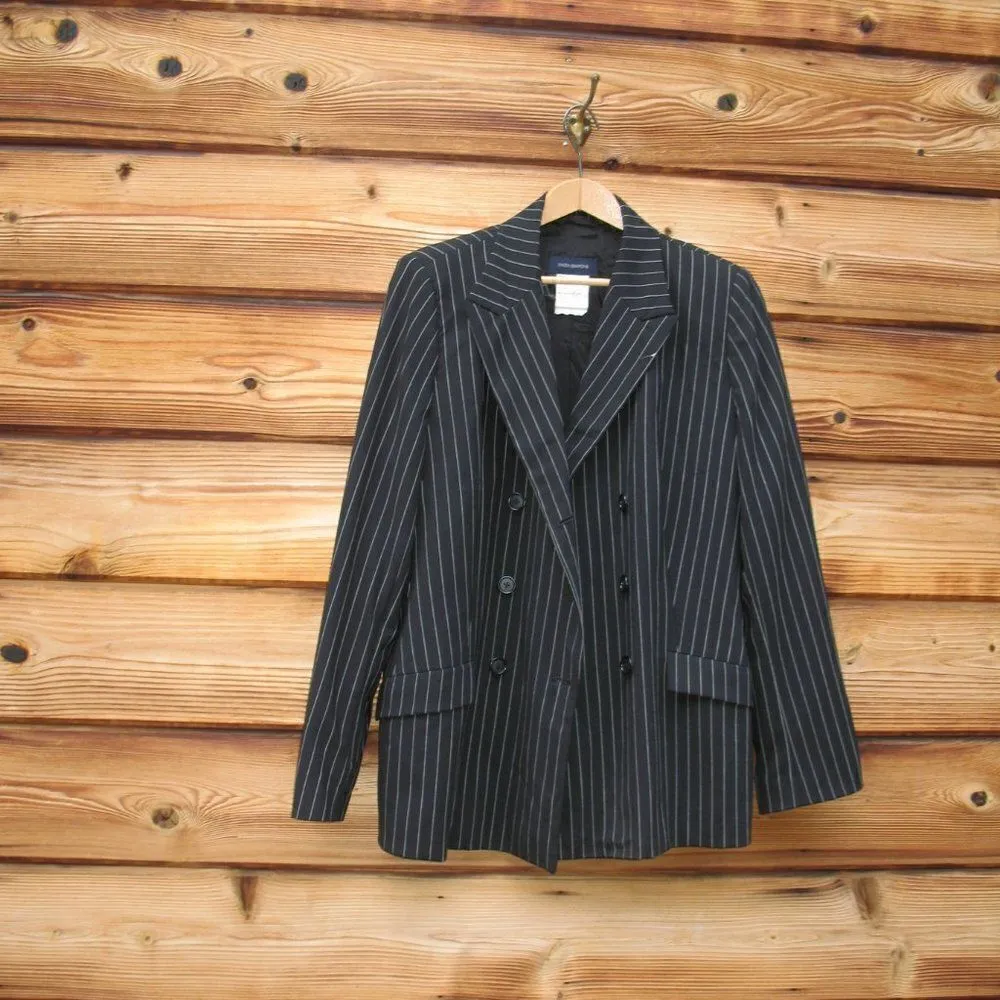 Vintage Piazza Sempione Stretch Wool Pinstripe Double Breasted Jacket Blazer L - Image 2