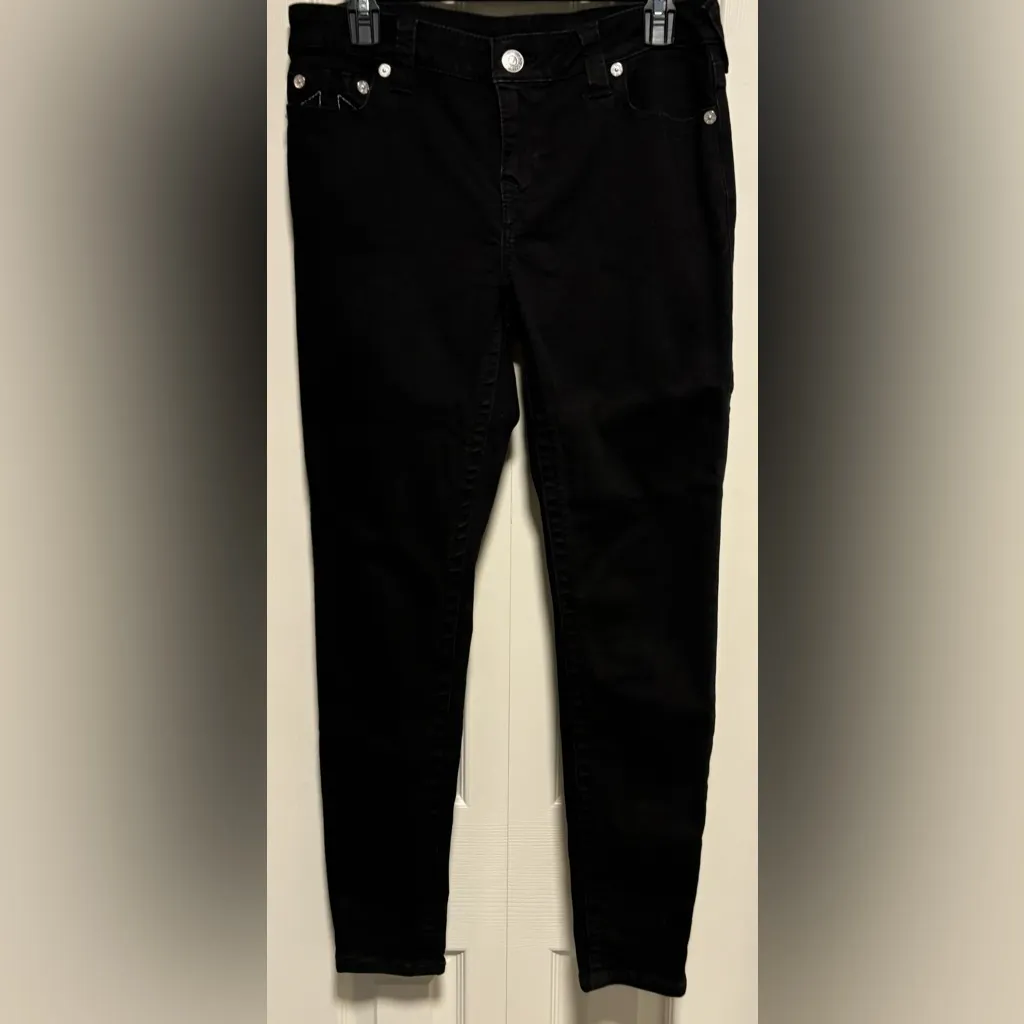 True Religion Halle Single Needle Mid Rise Super Skinny Black Jeans Size 30 - Image 3