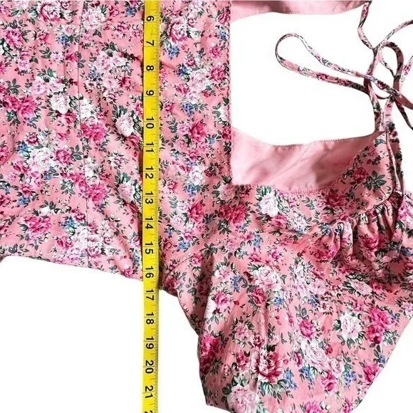 Mable Mini Dress Pink Puff Sleeve Square Neck Cottagecore Coquette‎ Barbiecore Size L - Image 10