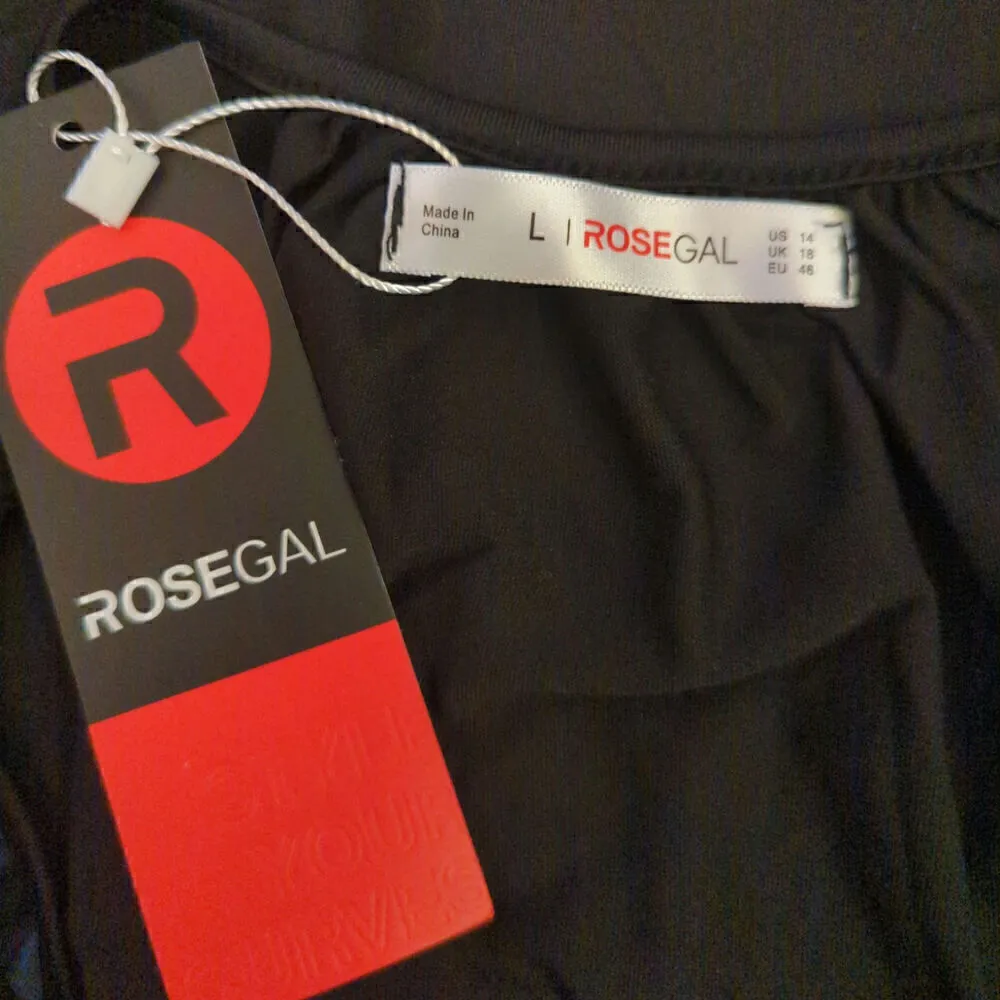 Rosegal Blue & Black Floral Front Cut Out Sleeveless Top Large NWT‎ - Image 6