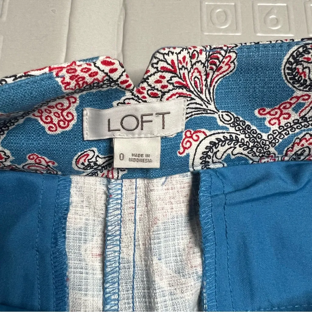 LOFT Womens‎ Size 0 Multicolor Floral Paisley Print Midi Shorts Preppy - Image 4
