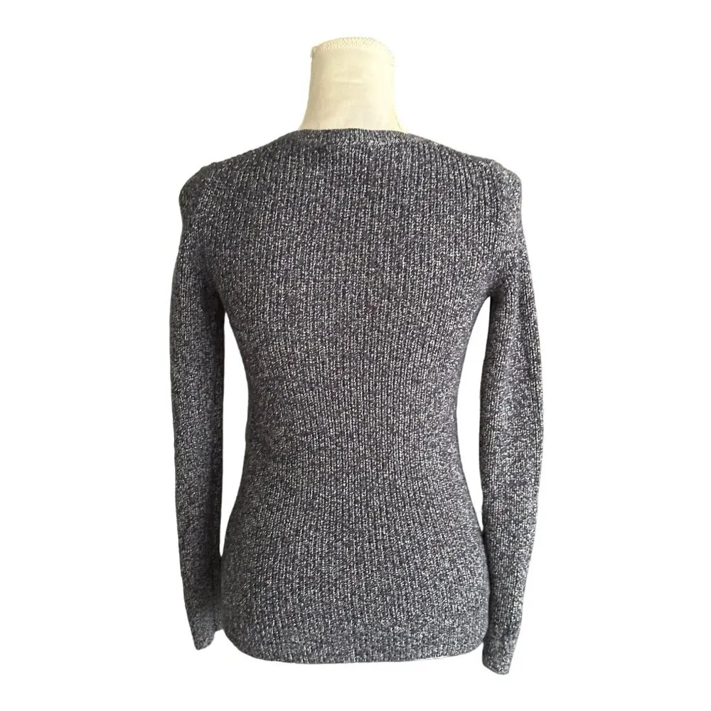 Talbots Petite Cable Twist Knit Sweater Long Sleeve Ribbed Gray Size P - Image 5