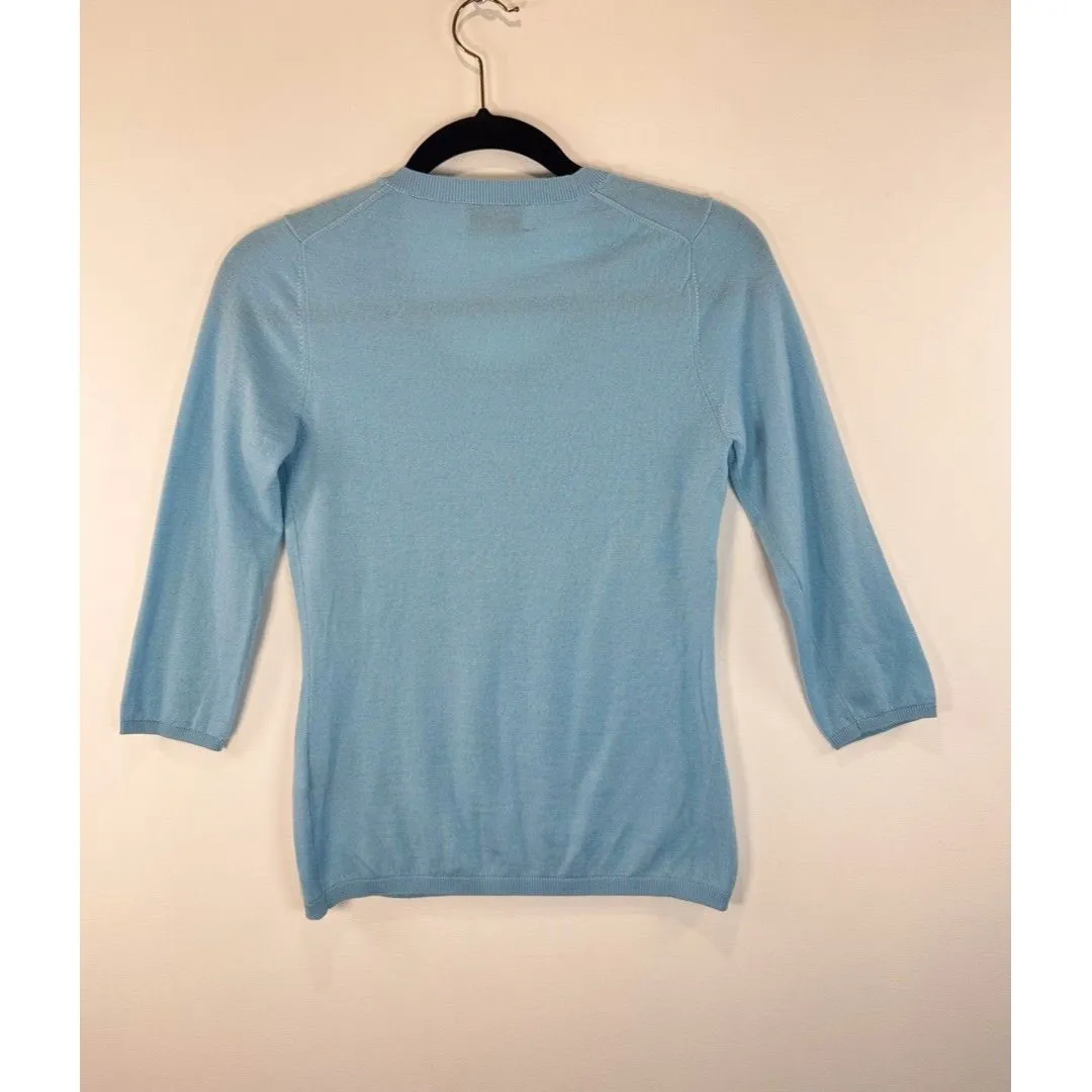 Allude Womens Sweater Blue Crewneck Cashmere Knit 3/4 Sleeve Pullover Jumper XS - Image 7