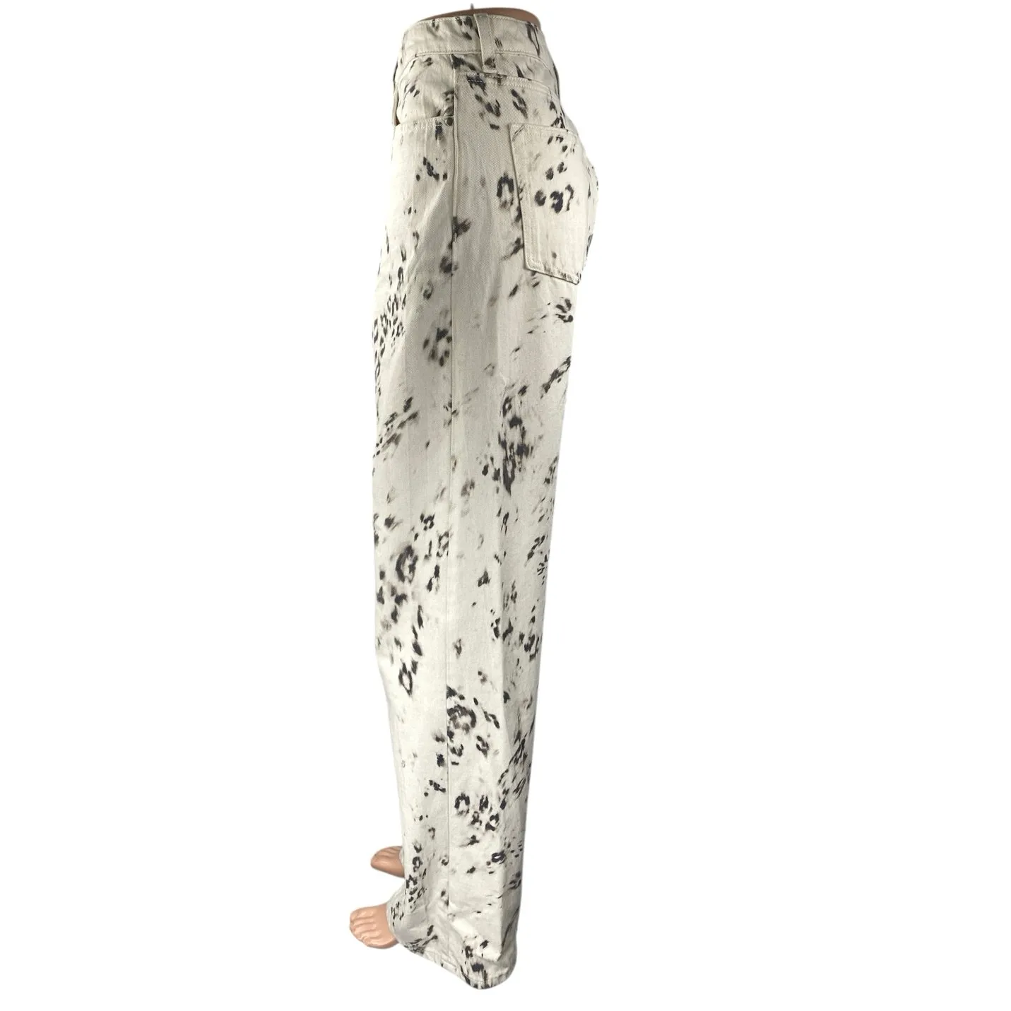 Lovers + Friends Lover Boy White Leopard Print Straight Baggy Denim Jeans Sz 29 - Image 2