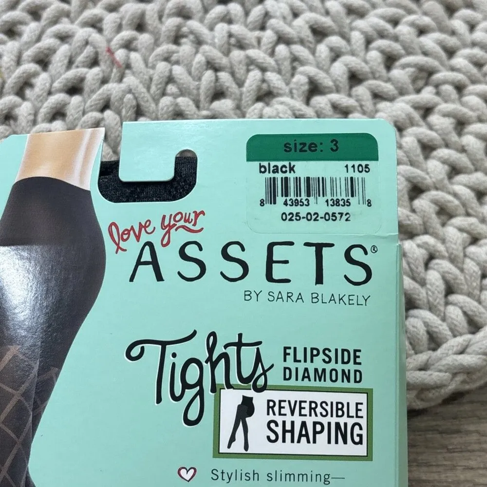 Spanx Assets Black Shaping Tights Diamond Reversible Womens 3  155-180lbs NEW - Image 3