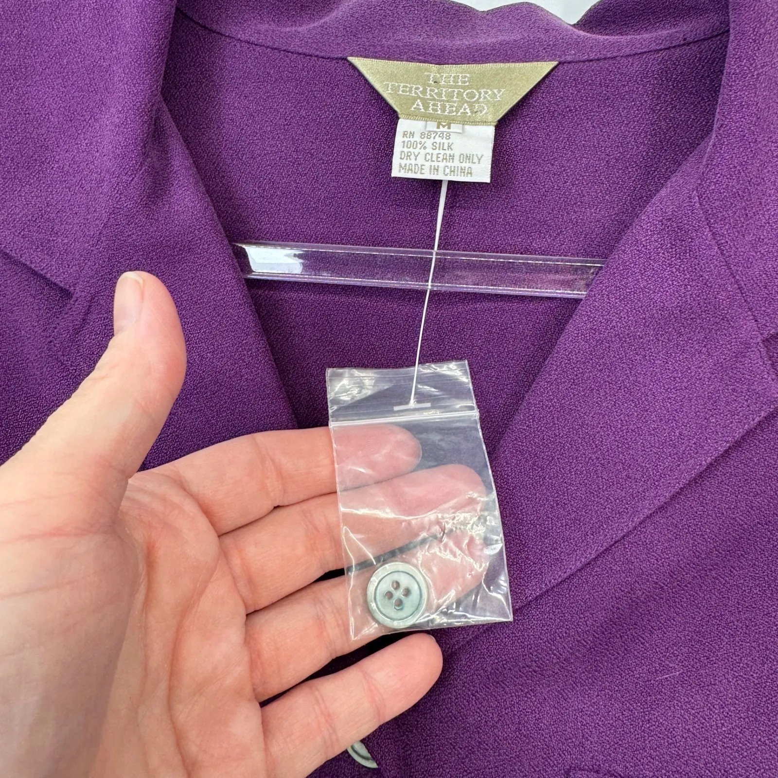 The Territory Ahead Silk Button Up Shirt Dress Purple Womens Medium NWOT - Image 6