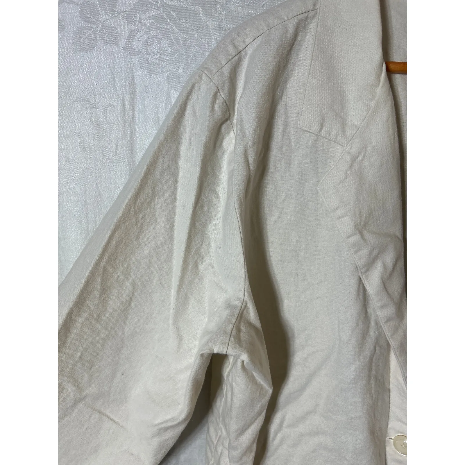 Vintage Blazer XL Tan Off White Linen Cotton Blend Long Boxy Blair - Image 3