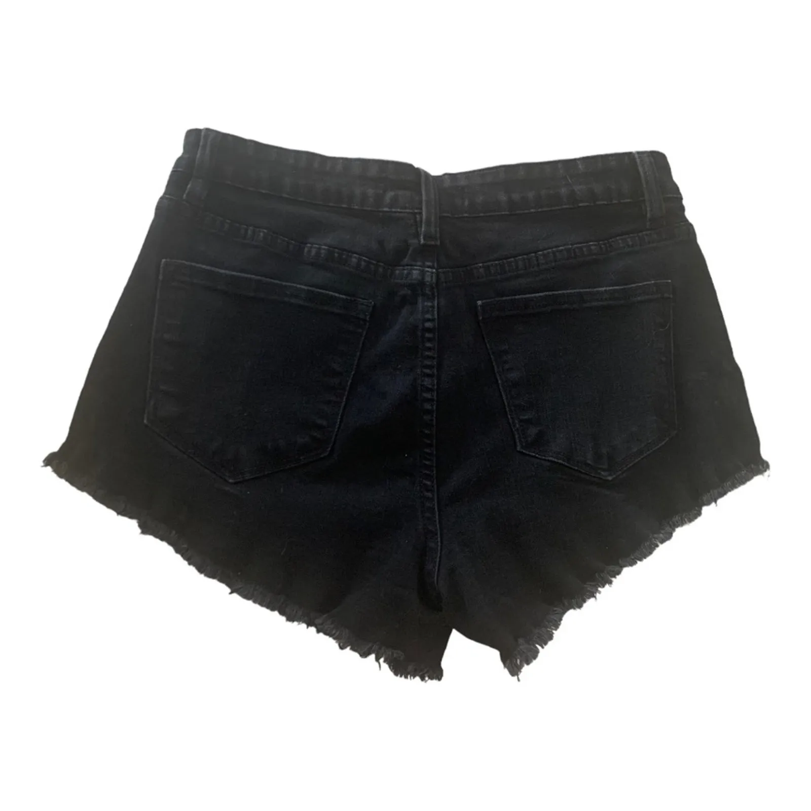 Kancan size 11 29 black denim cutoff jeans cowboy rodeo cute grunge punk raw hem - Image 2