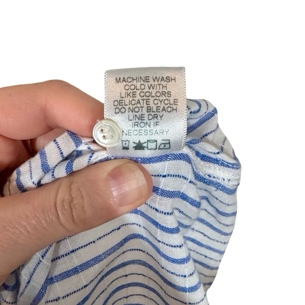 Xirena Beau Boyfriend Button Down Shirt in Tide Blue Stripes Pattern Mixing Size M - Image 12