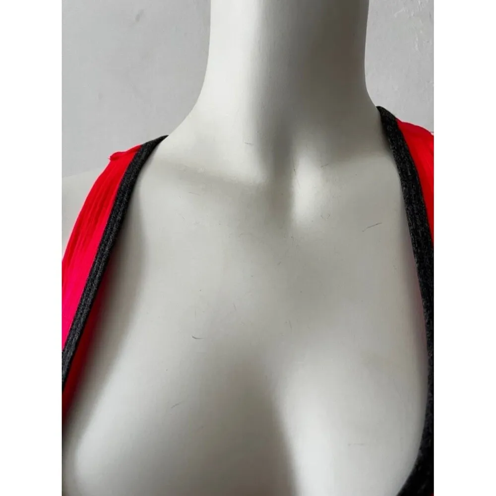 avia hot pink scoop neck strappy gray marbled racerback ribbed tank top size L - Image 5
