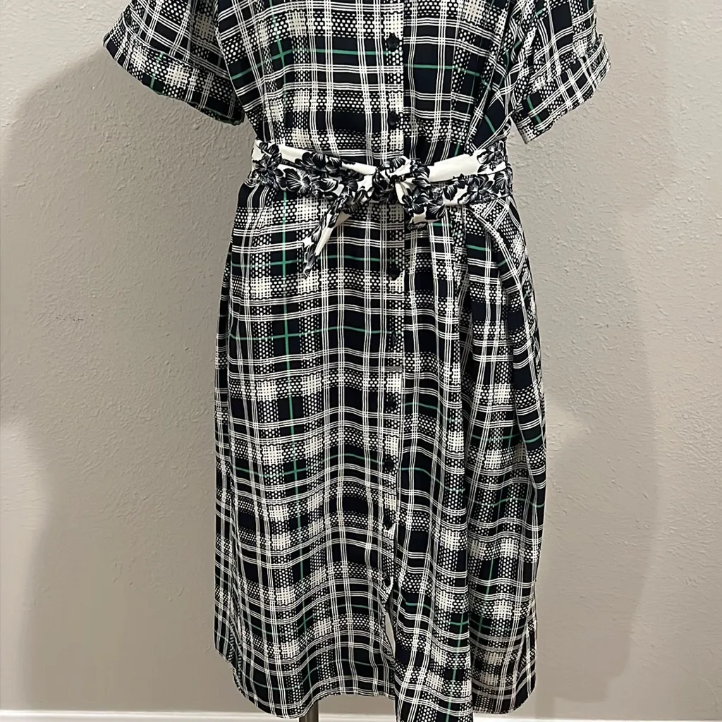 Eloquii plaid button up tie waist shirt dress - Image 2