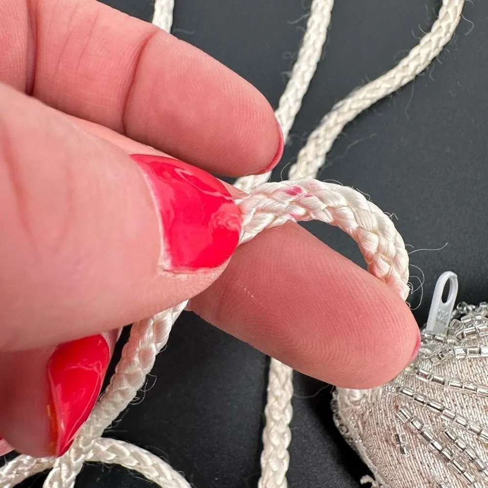 Vintage La Regale Womens Floral Beaded Crossbody Clutch Purse Bag White Cocktail - Image 8