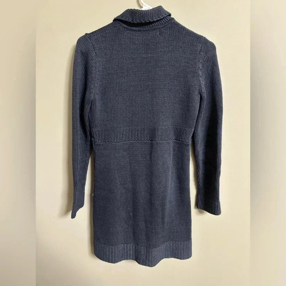 Boden St Malo Blue Knit Cardigan Tunic Sweater 100% Cotton Women’s Size 4 Boho - Image 2