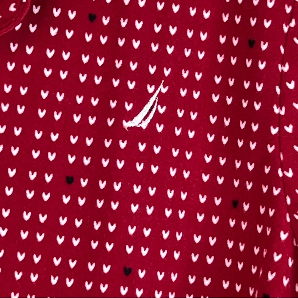 Nautica Sleepwear Size Small Red Button Front Top with White & Black Hea… - Image 4