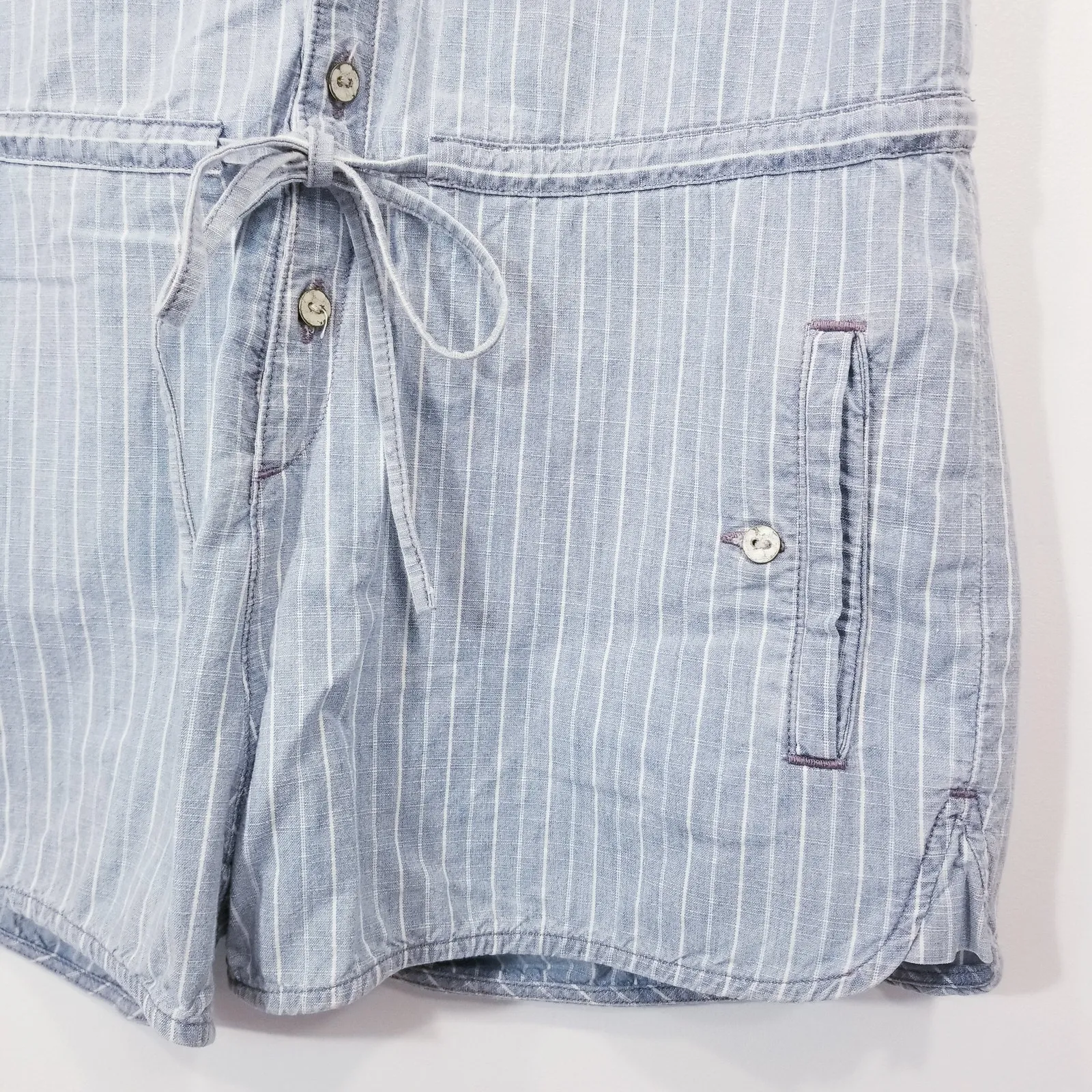Levi's Striped Women size Medium 100% Cotton Denim Romper - Image 10