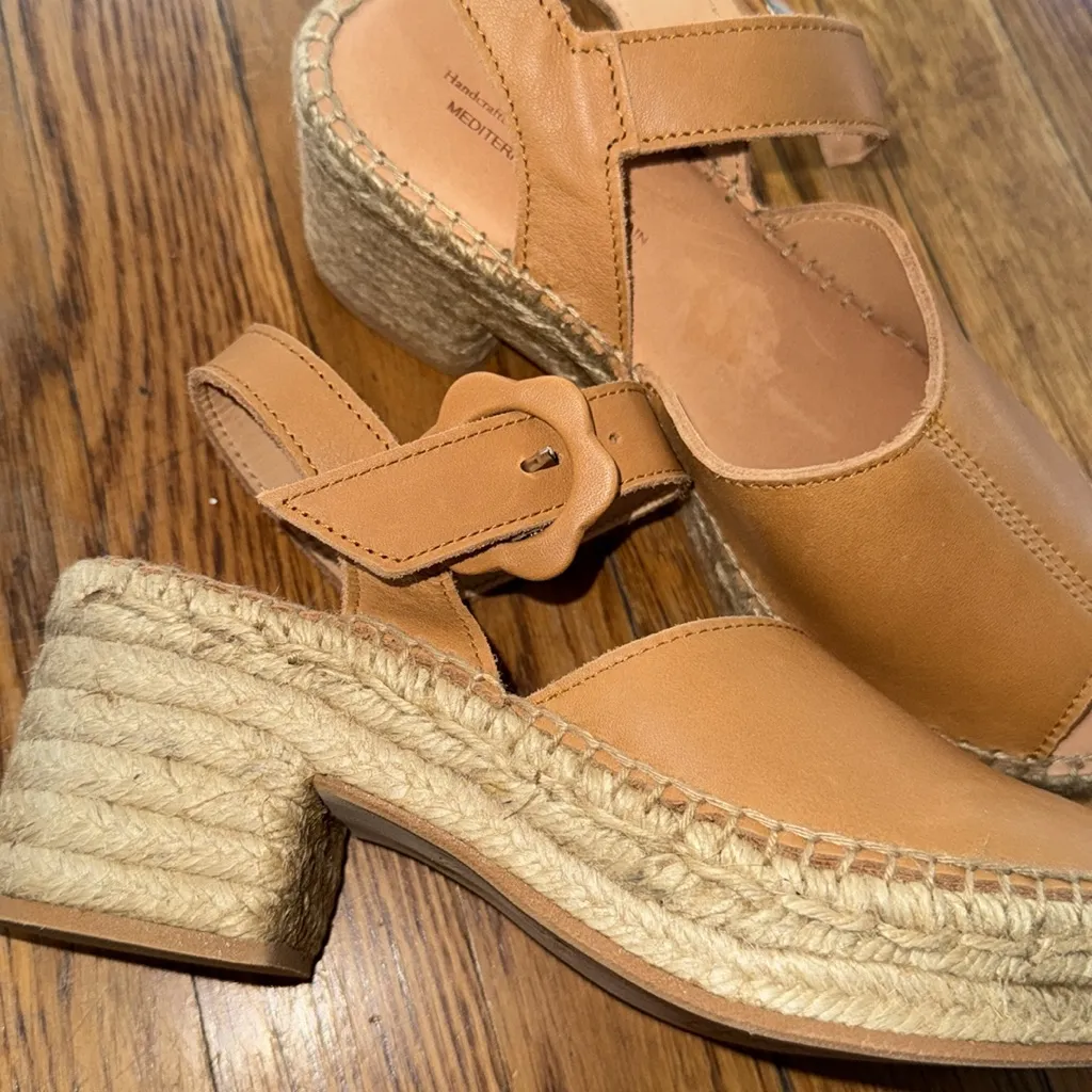 Naguisa FUMAROLA Espadrille Wedge Sandals light camel brown 37 Spain leather 7 Tan - Image 4