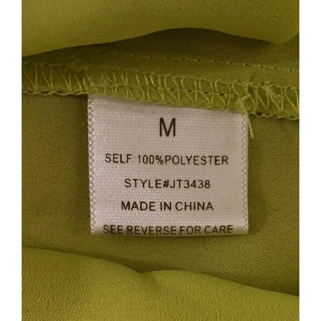 Jealous Tomato ~ Size Medium ~ Lime Green ~ Open V-Neck - Image 8