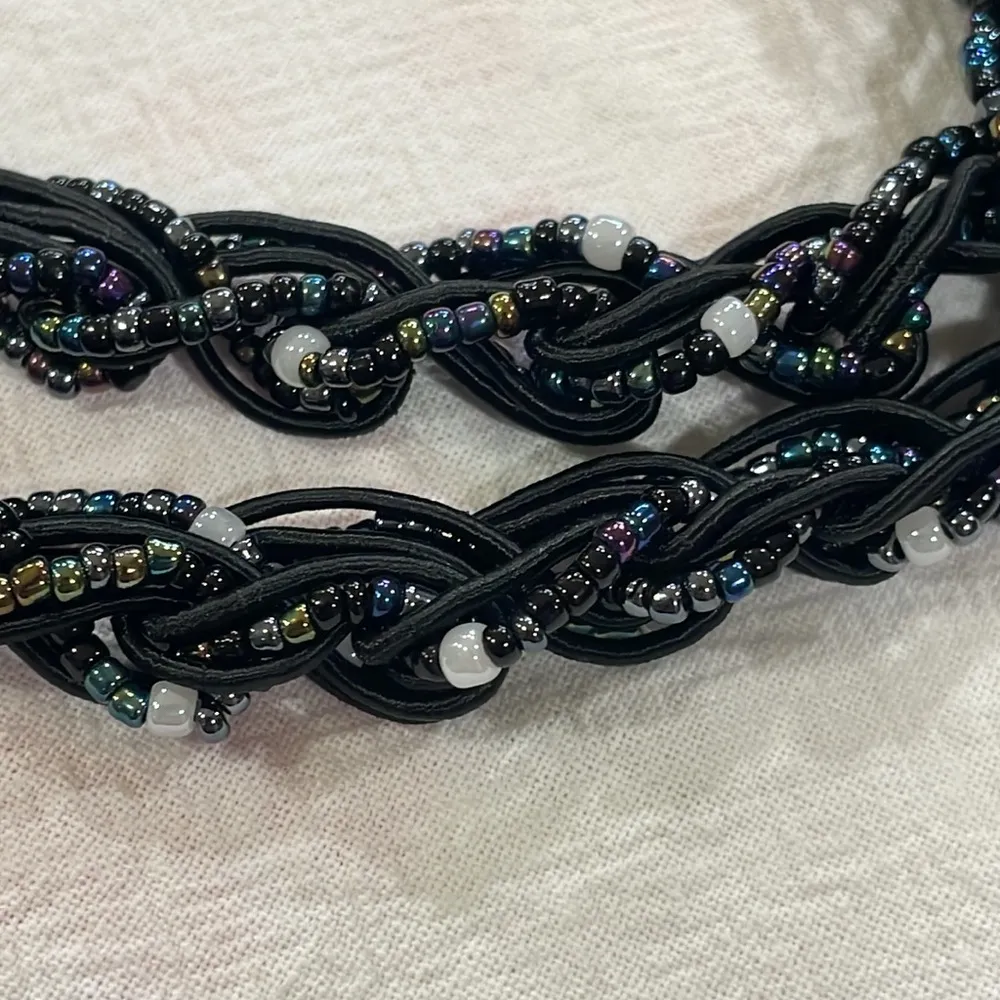 Black and Multi Color Beaded replacement clutch purse strap - Image 2