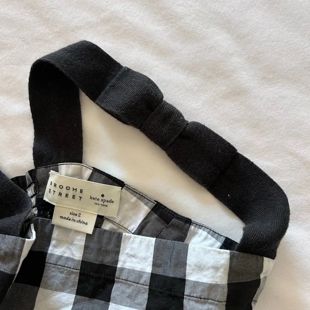 Broome Street by Kate Spade - Black White Gray Gingham Peplum Top - Size 2 - Image 7