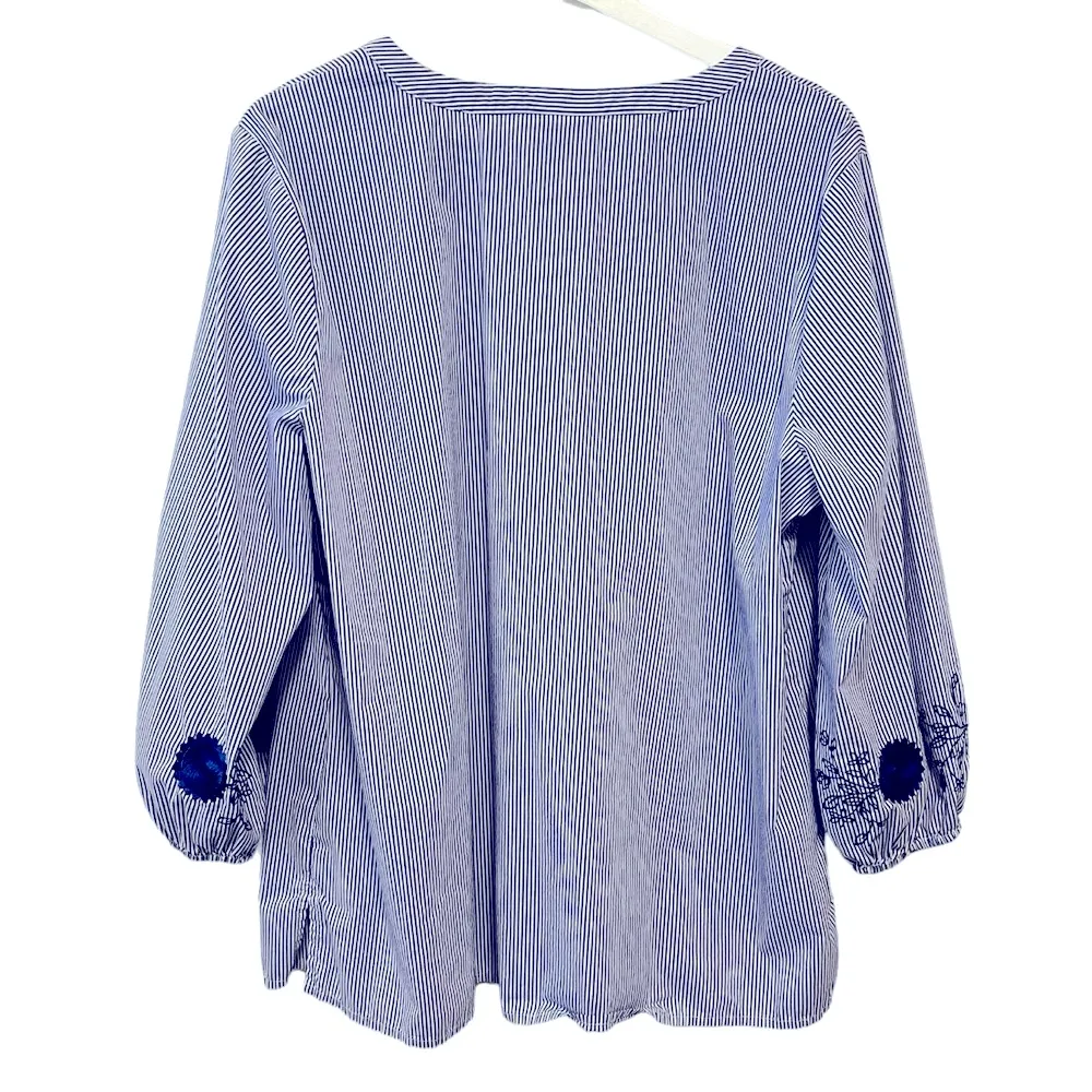 Liz Claiborne 3/4 Sleeve Embroidered Stripe Top XL - Image 6