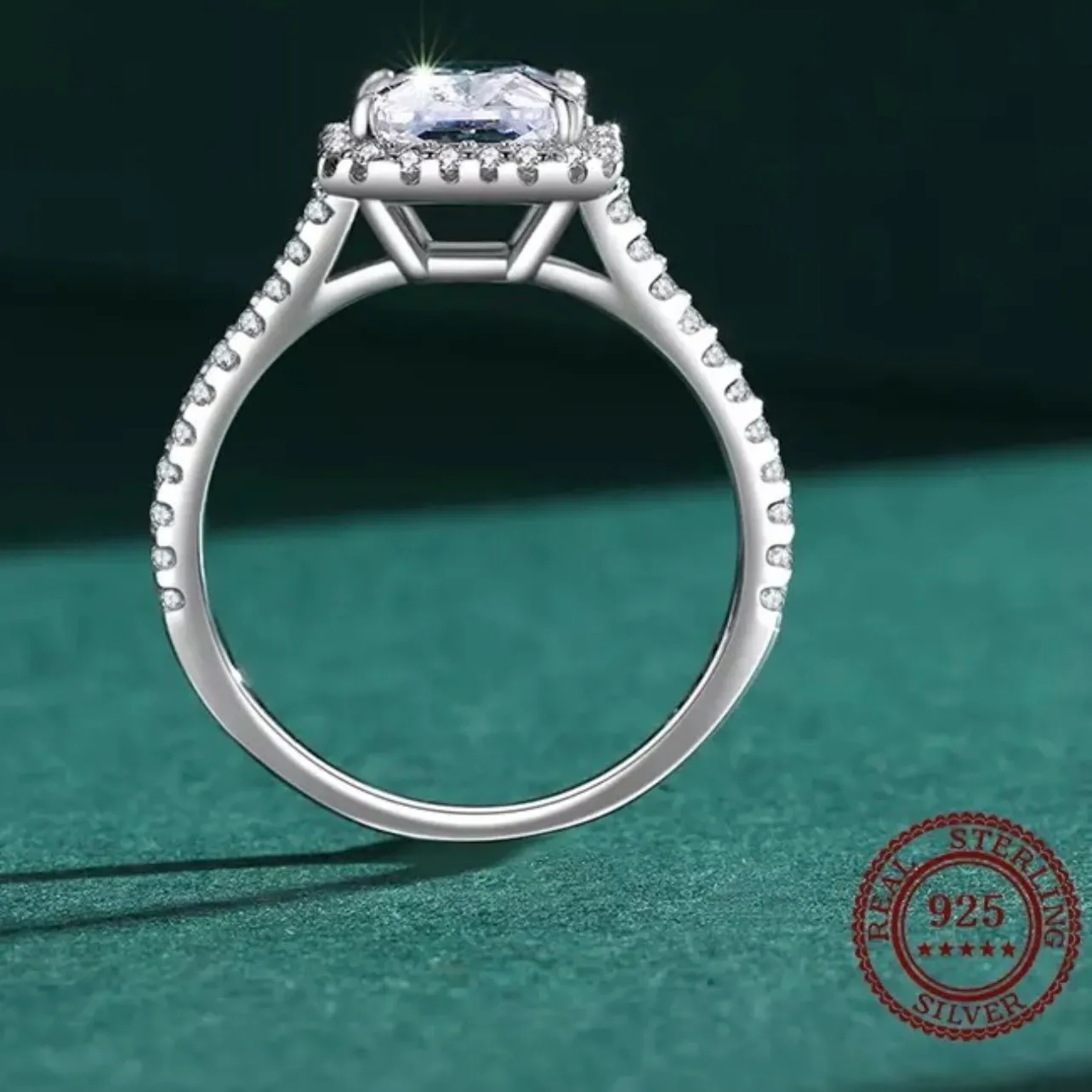 SIZE 7 925  Emerald Cut Classic Luxury Rectangle 3CT AAAAA CZ Ring - Image 4