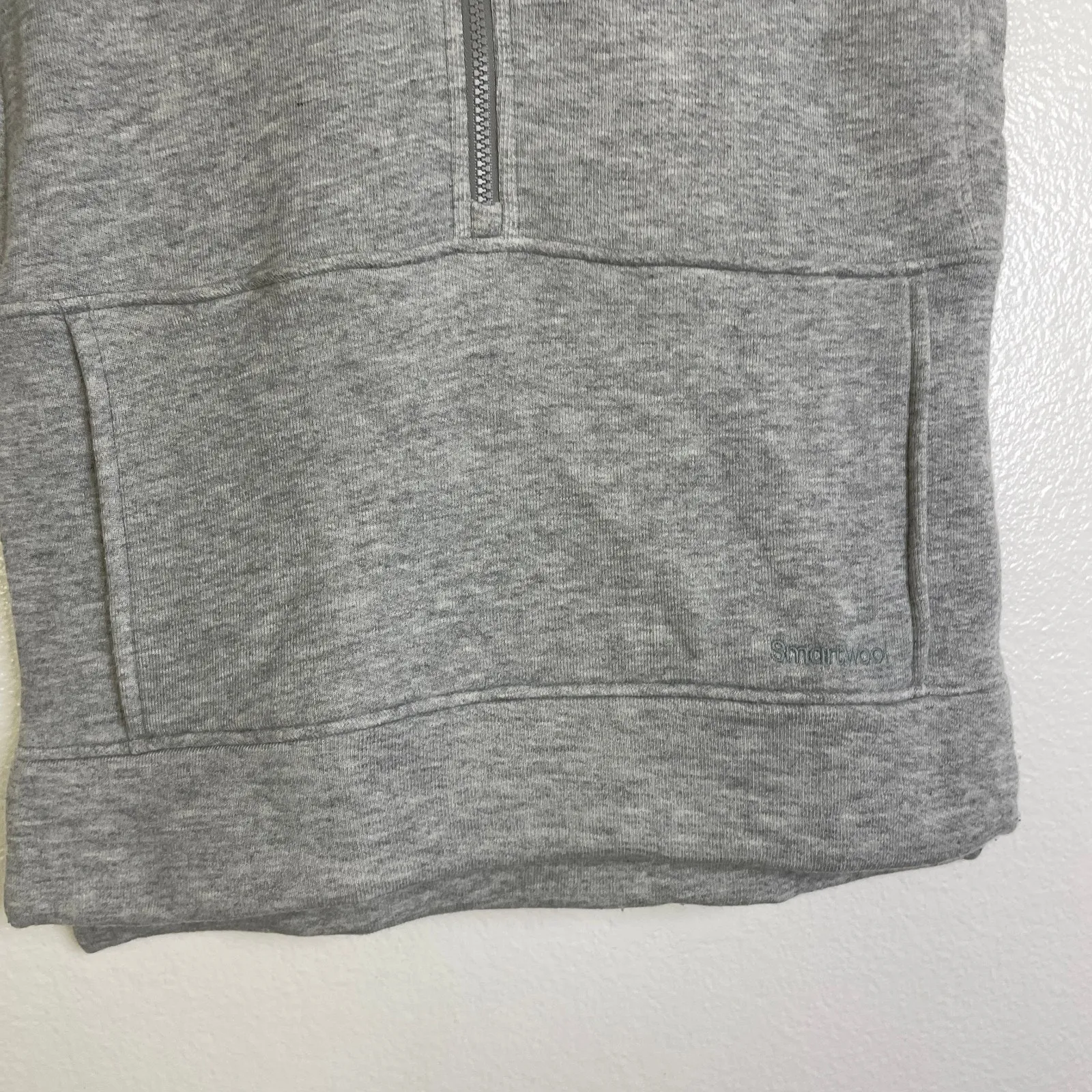 Smartwool Terry Hoodie Sweatshirt Womens Small Grey Sleeveless Wool Blend EUC - Image 6