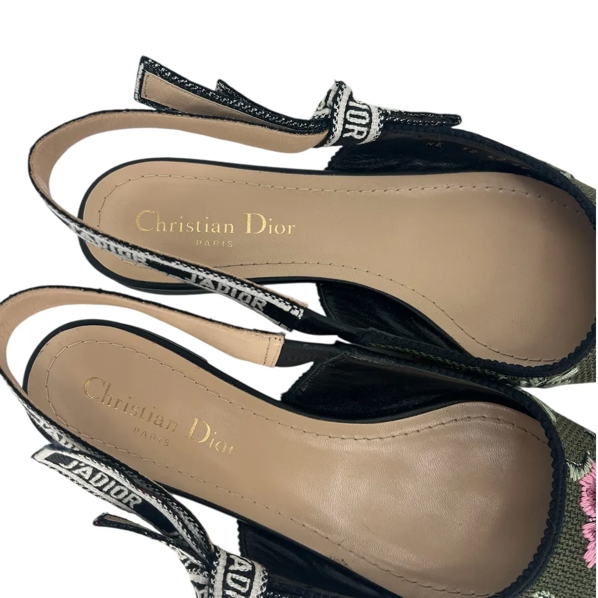Christian Dior J'adior Embroidered Floral Sling Back Flats - Image 11
