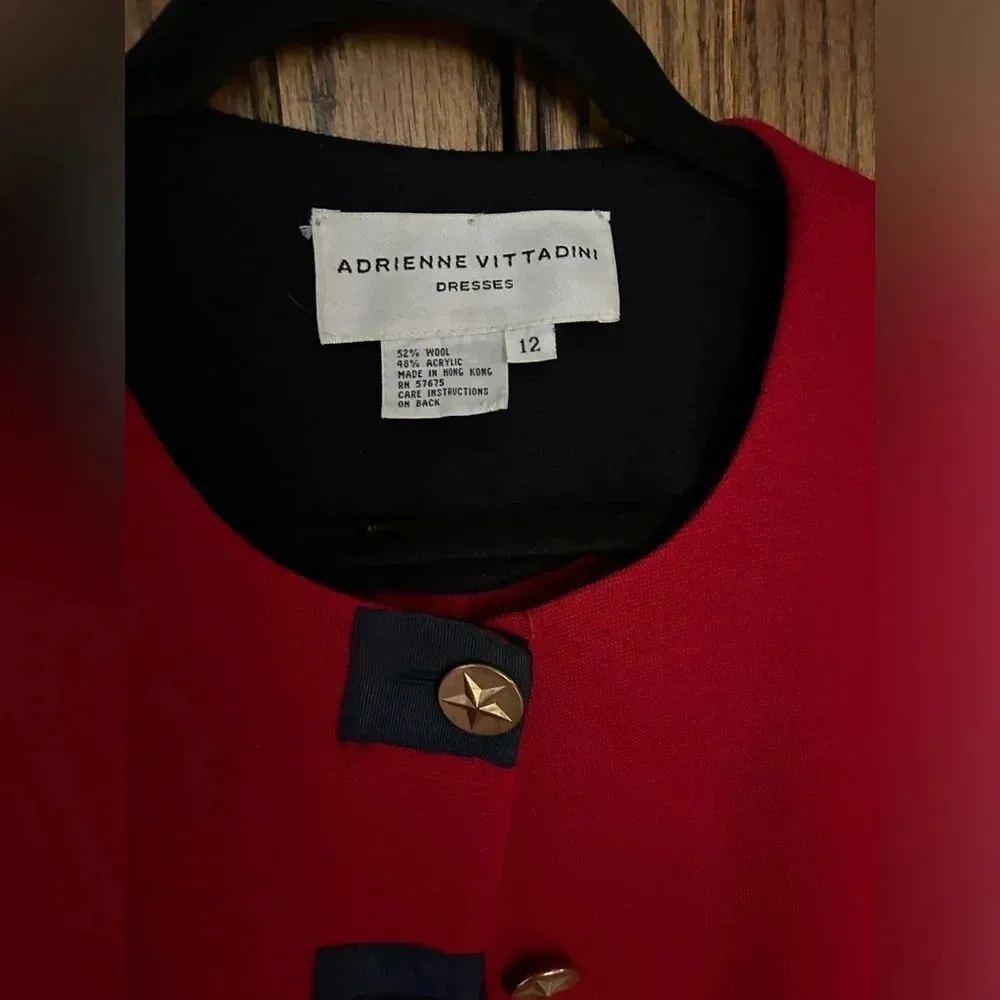 VTG Adrienne Vittadini Sport Patriotic Gold Star Button Knit Jacket‎ Blazer | 12 - Image 3