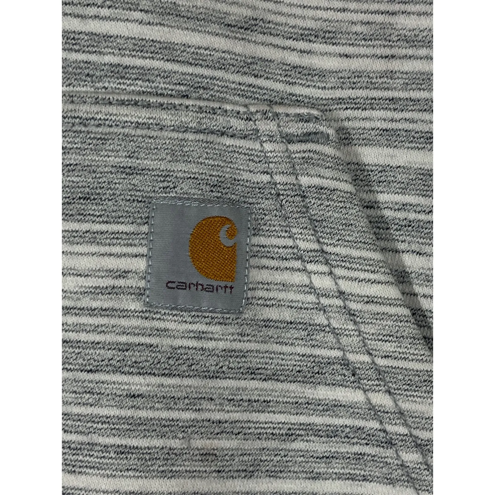 Carhartt Women Striped Quarter Zip Hooded Sweatshirt Relaxed Fit Cozy Gray Sz S - Image 5