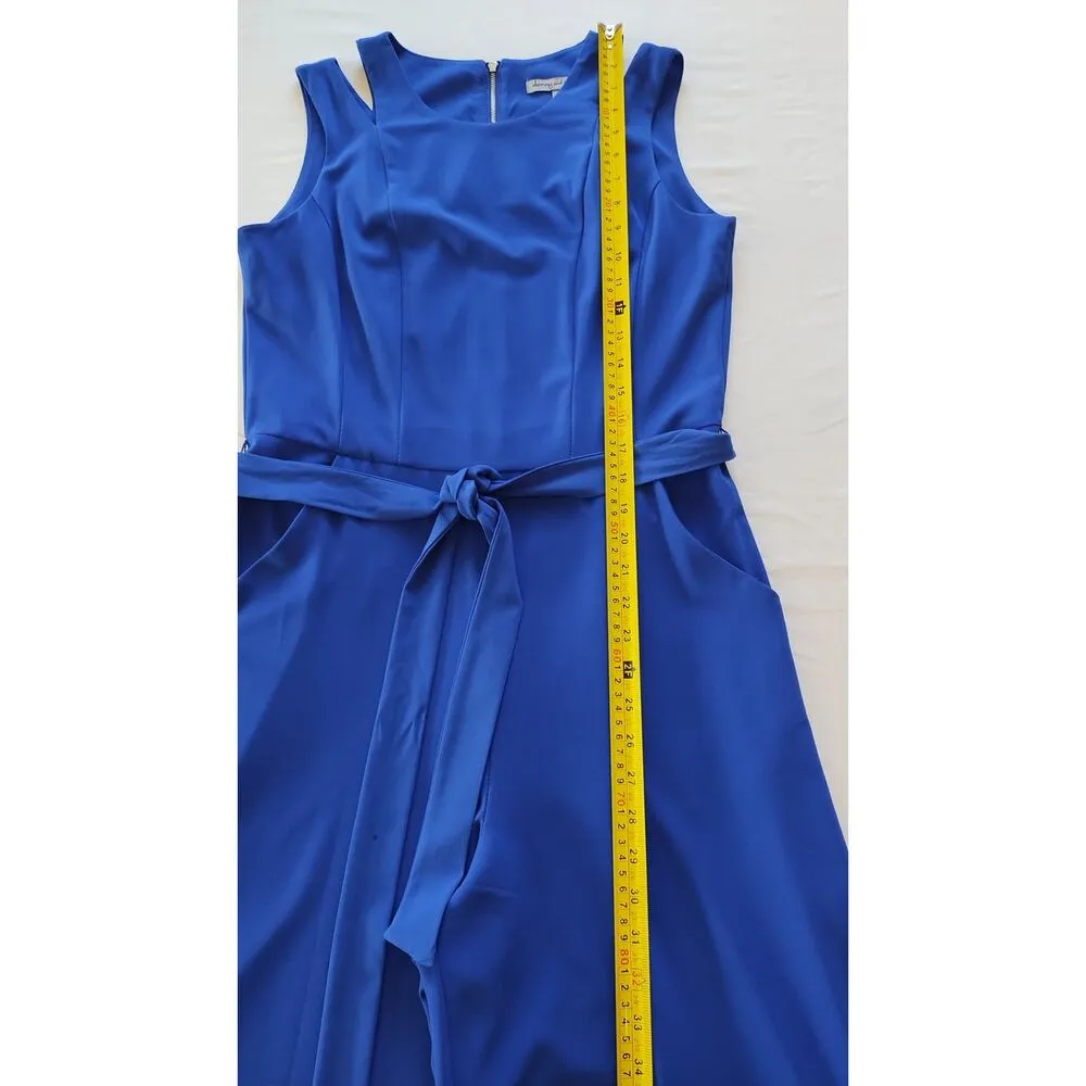 Danny and Nicole Royal Blue Sleeveless Belted Wide Leg Jumpsuit size 10 - Image 12