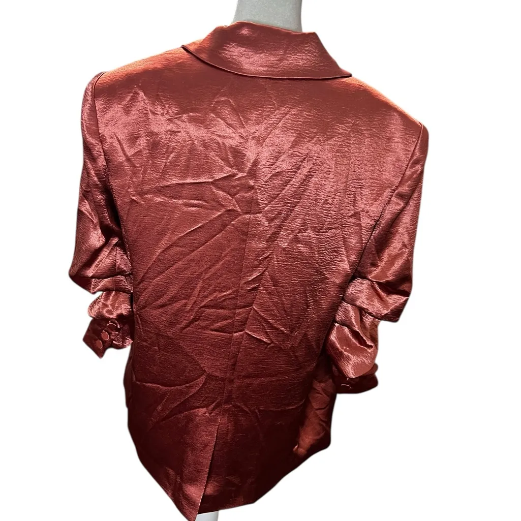 Cinq à Sept Karis Copper Satin Blazer Size 6 Pink - Image 7