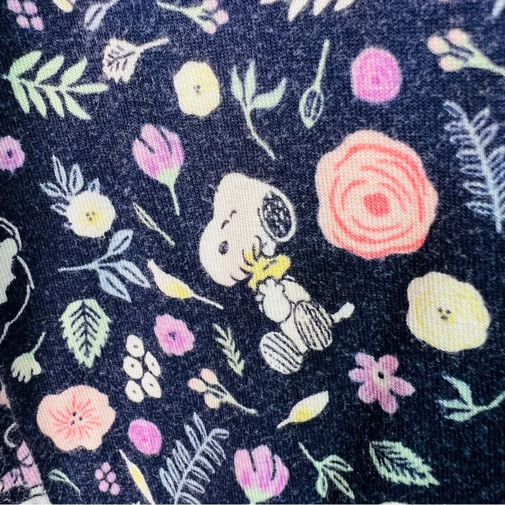 Peanuts Medium Cartoon Characters & Floral Pattern w/Pockets & Stretch Waistband Blue - Image 4