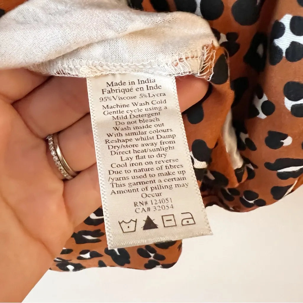 Anthropologie Porridge Abbe Leopard Button Down Top NEW Size Small Brown - Image 8