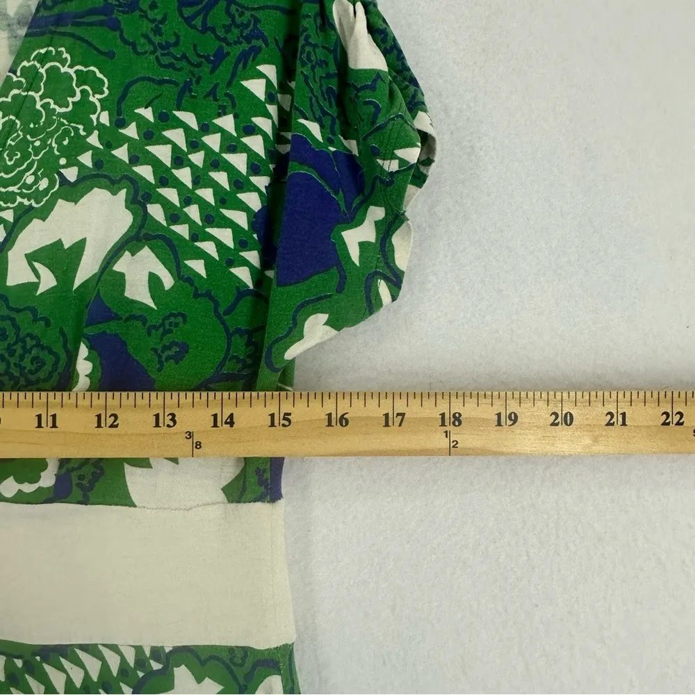 Cotton Colors Extra Short Sleeve V Neck Floral Midi Dress Womens Small Green - Image 5