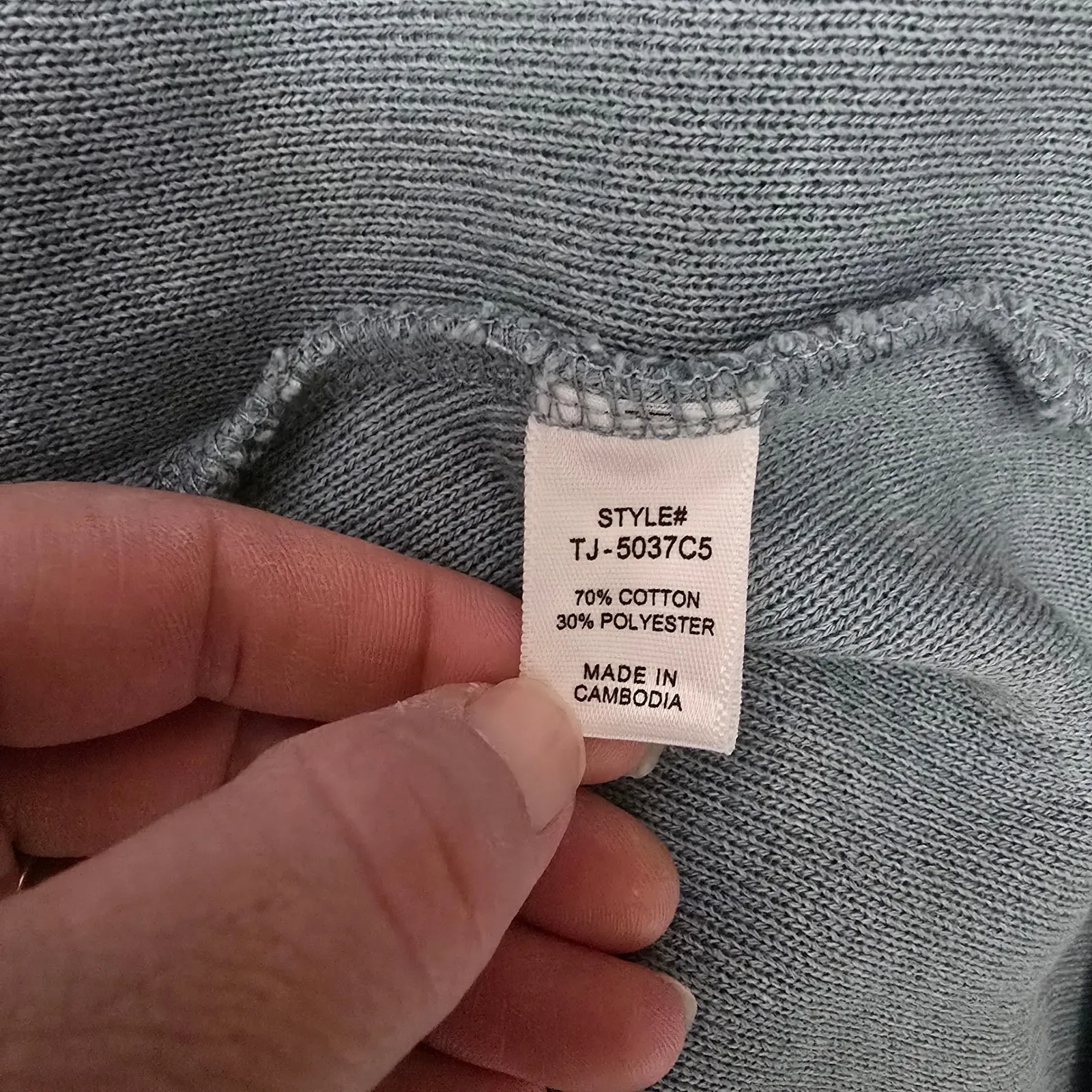 ZENANA Distressed Blue Cotton Blend Cardigan Shawl Collar Button Oversized XL - Image 7