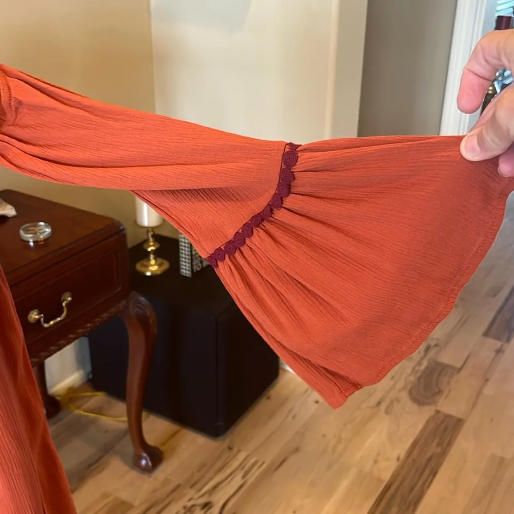 Dress Rust Long Sleeve Burnt Orange New Flowy Hippie - Image 7